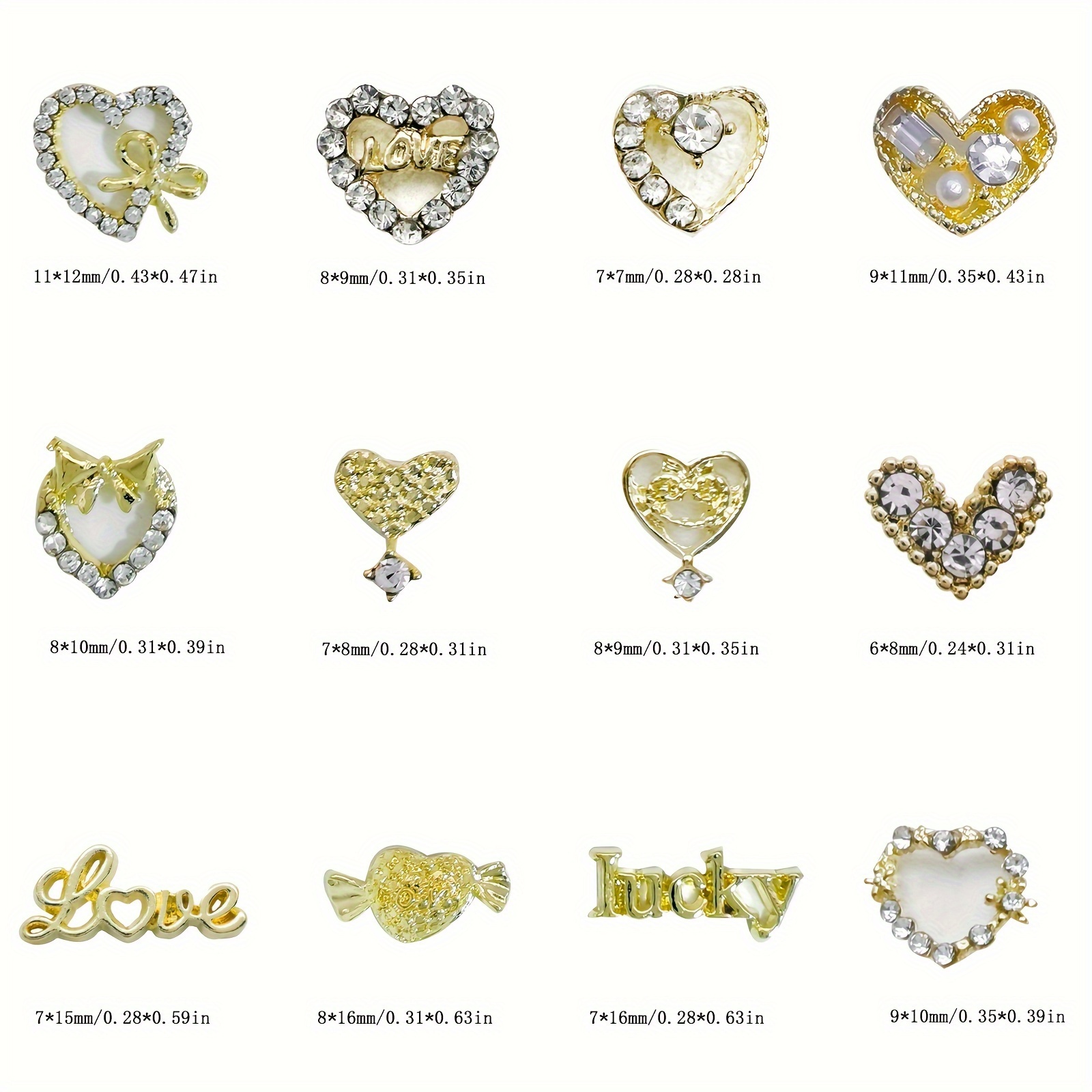 8pcs 2024 Pattern Nail Charms, Alloy Rhinestones Letter Charms For Acrylic  Nails, Golden Silvery Nail Jewelry For Nail Decoration