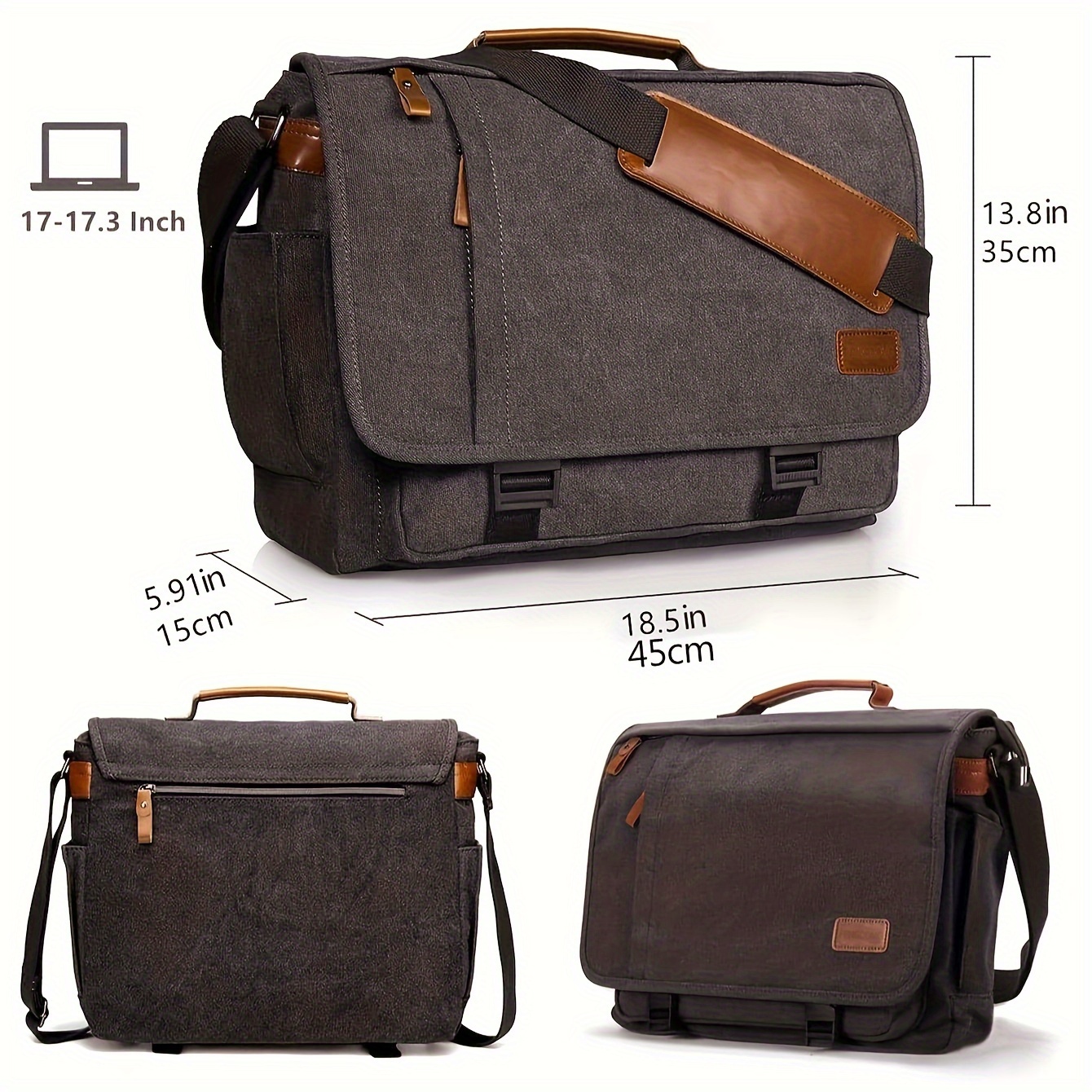 Messenger Bag for Men,Water Resistant Unisex Canvas Shoulder Bag,Vintage  Military Crossbody Bag,14 inch laptop bag 