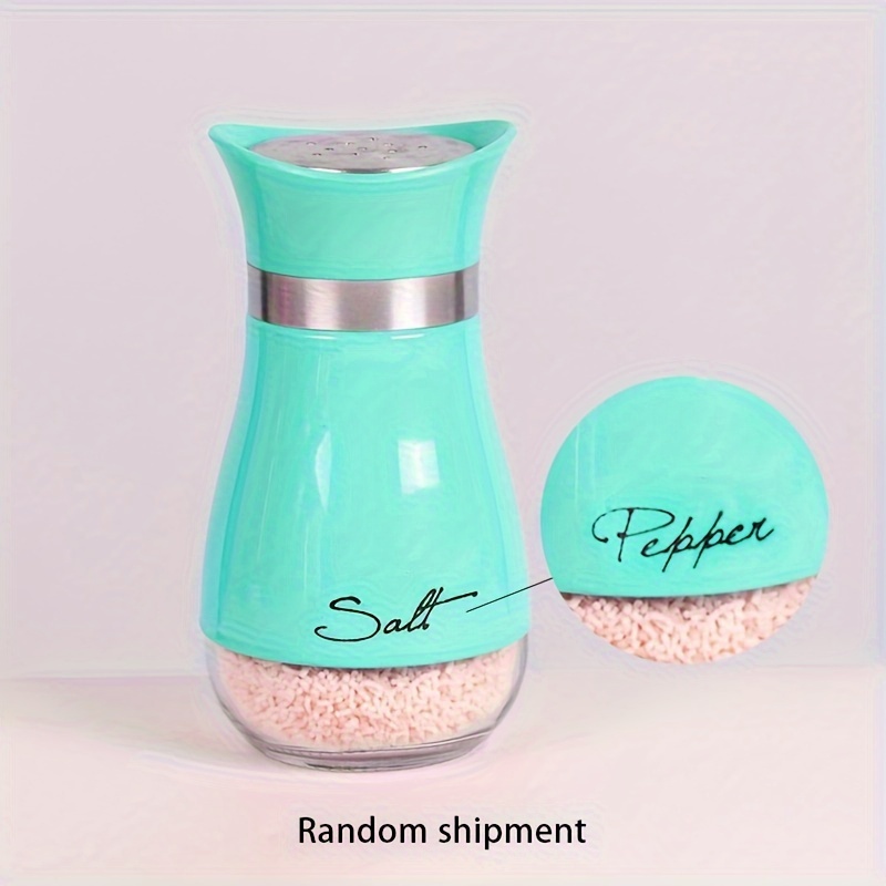 Stainless Steel Turquoise Salt and Pepper Shakers with Transparent Glass  Bottoms and Perforated S and P Screw-Off Caps (4oz)