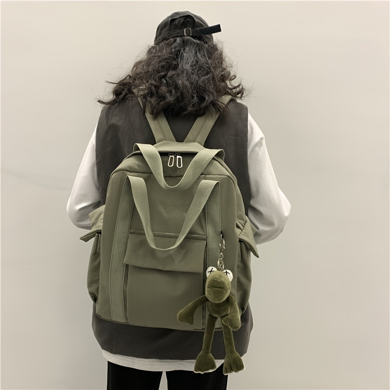 Simple Color Contrast Large Capacity Preppy Backpack, Nylon Lightweight  School Campus Daypack, Fashion Travel Commuter Bag - Temu Bahrain