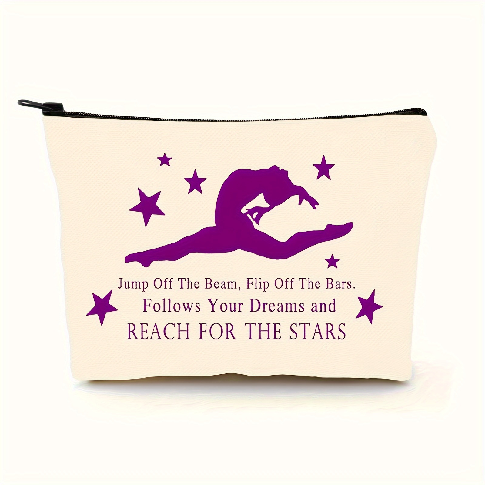 1pc Gymnastics Makeup Bag For Women Girls, Gymnast Inspirational Gift,  Gymnastic Gift, Follows Your Dreams And Reach For The Stars Gift