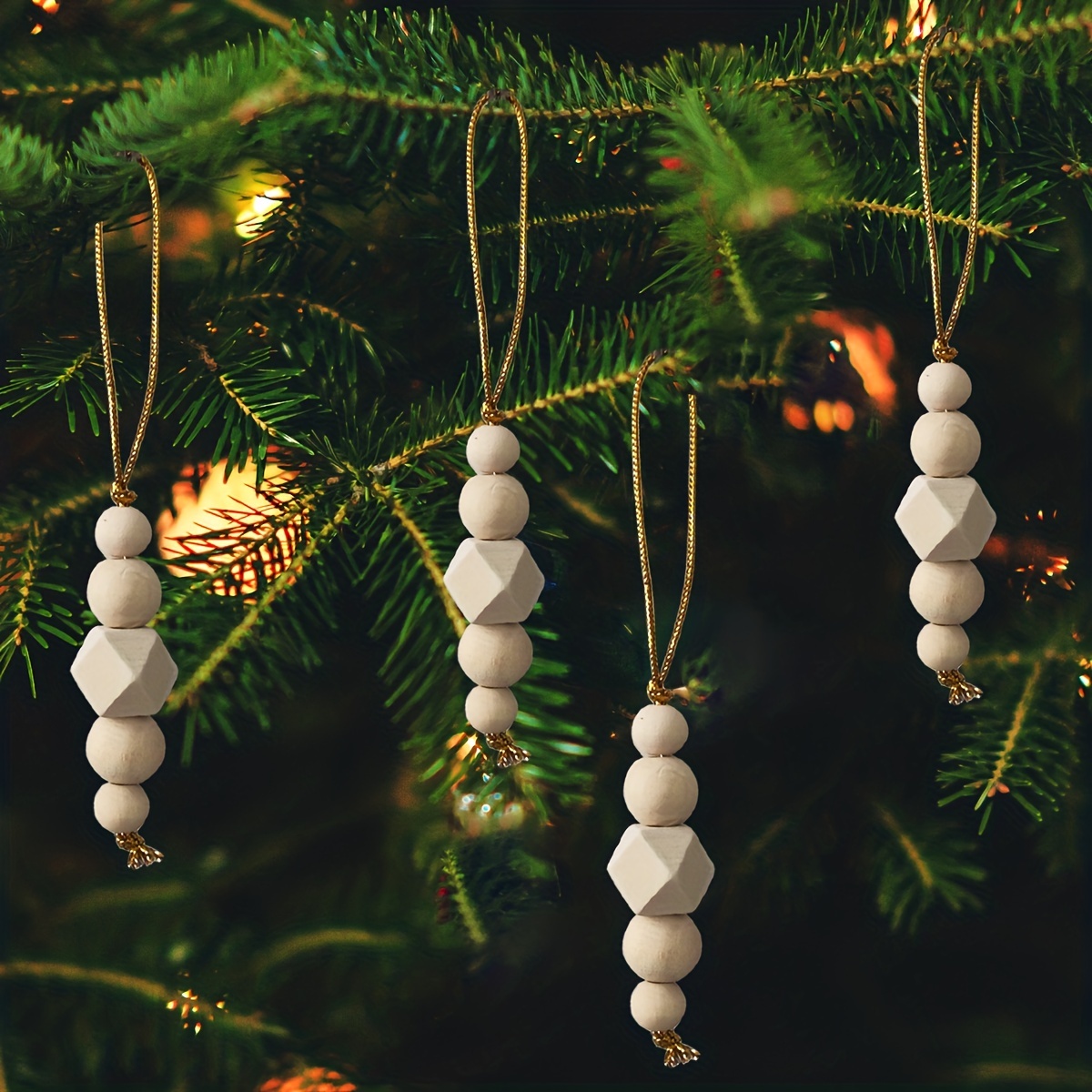 Christmas Decorations Hanging Ornaments Nordic Wooden Beads - Temu