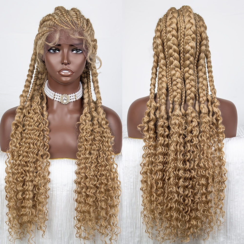 Long Blonde Goddess Box Braid Crochet Hair Women 13*2 Lace - Temu Canada