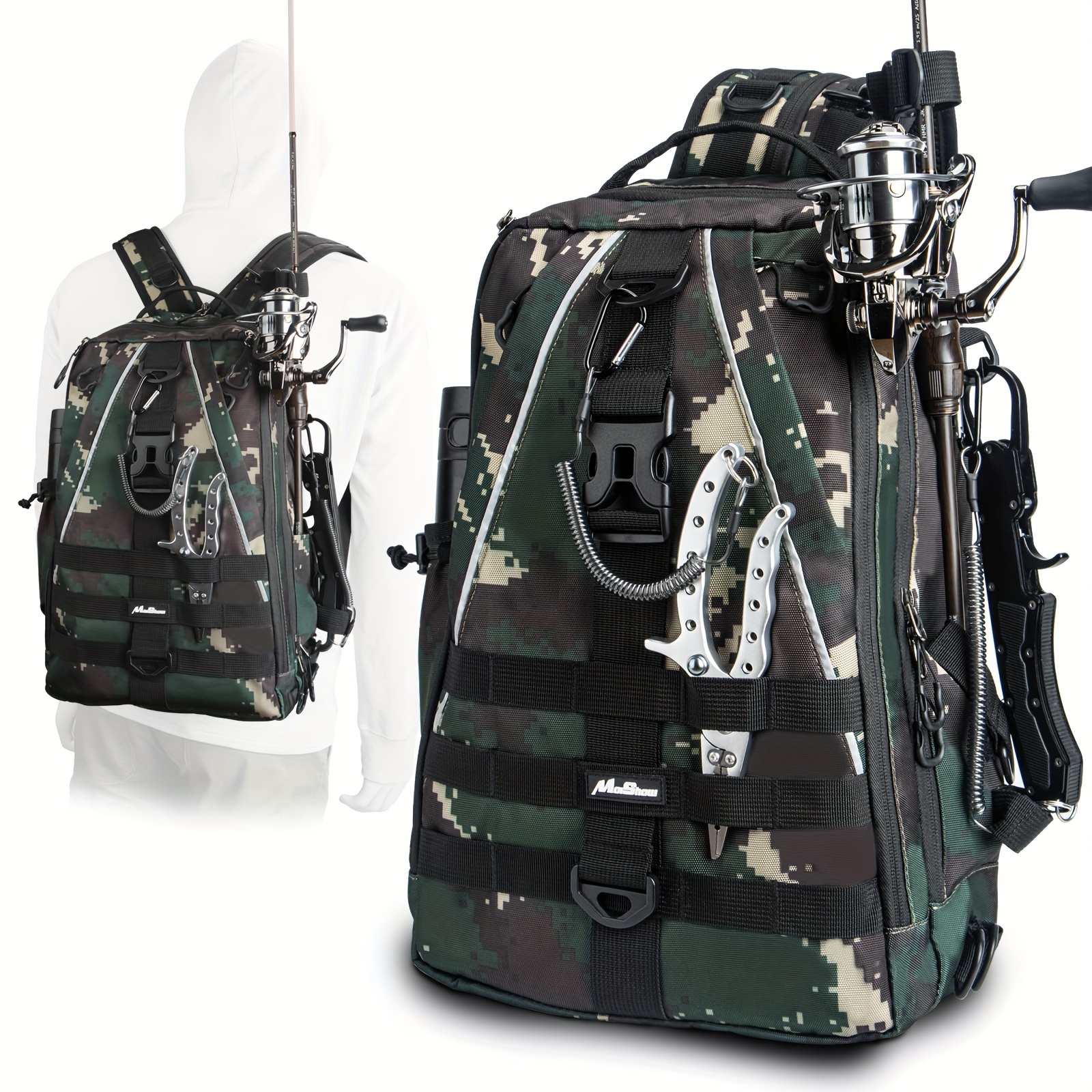 35-55L Fishing Tackle Backpack Large Capacity Polyester Fishing Rod Reel  Bags Multifunctional Waterproof Fishing Gear Bag - AliExpress