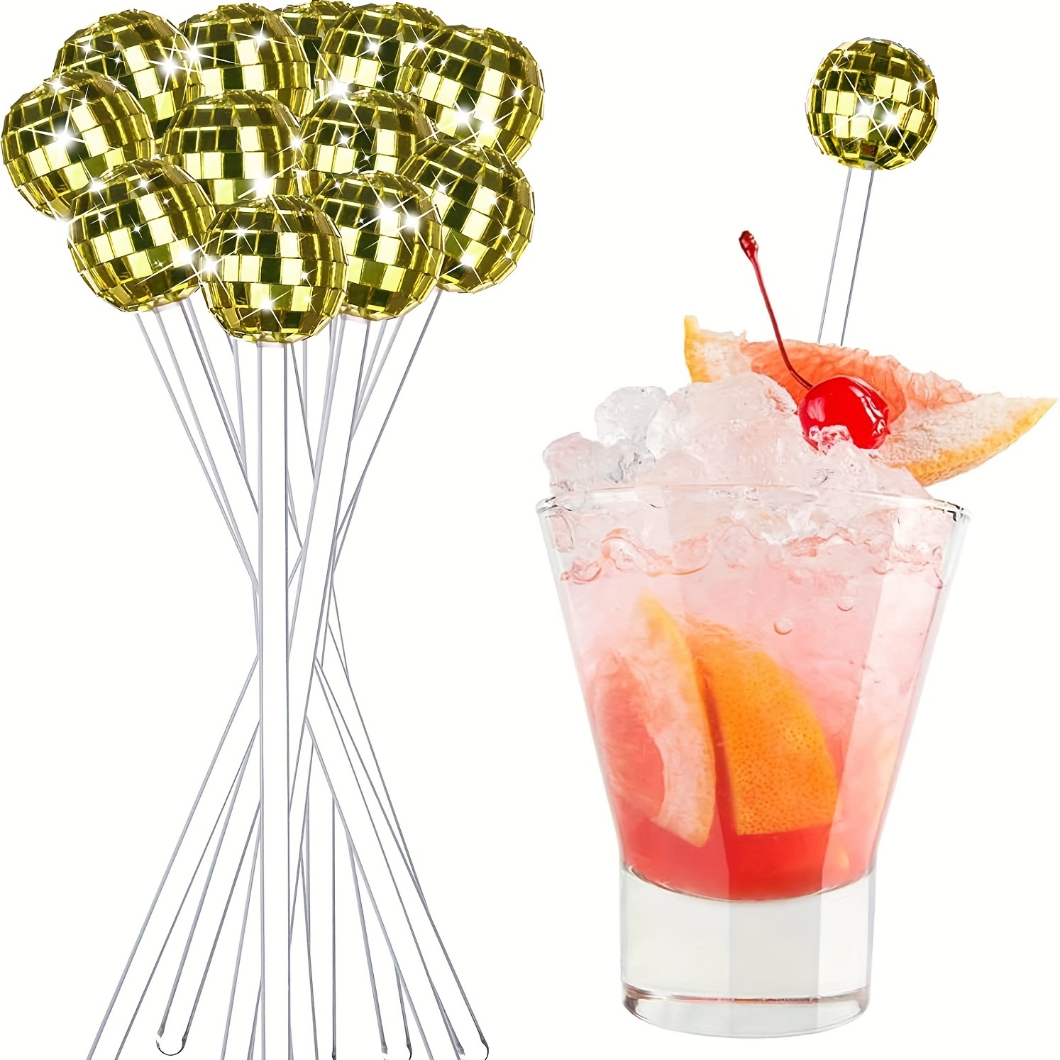 Disco Balls Cocktail Stirrers Plastic Round Top Swizzle - Temu