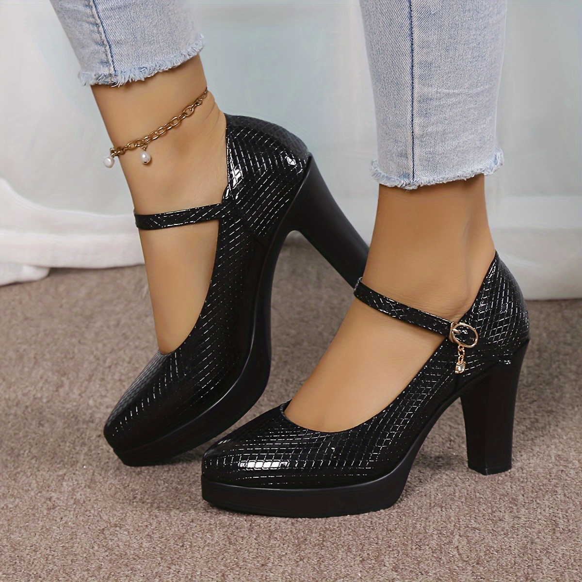 Women High Heels Stiletto Pumps Shoes Platform Ankle Strap Party Mary Jane  Shoes