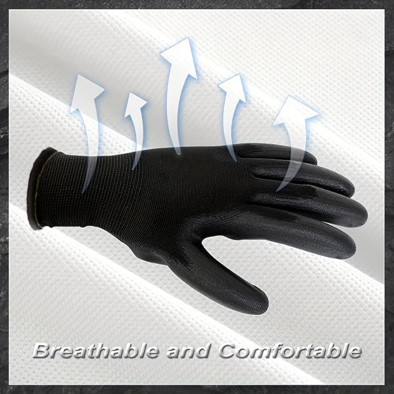 Guantes de trabajo de seguridad, guantes de trabajo de nitrilo para hombres  y mujeres, guantes de trabajo con dedos para pantalla táctil, guantes de