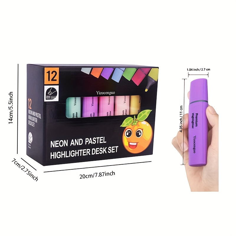 Highlighters, Pastel Highlighter, Assorted Colors Highlighters and Pens  Set, Chisel Tip, 12 Colors Marker Pen for Adults Kids Students 