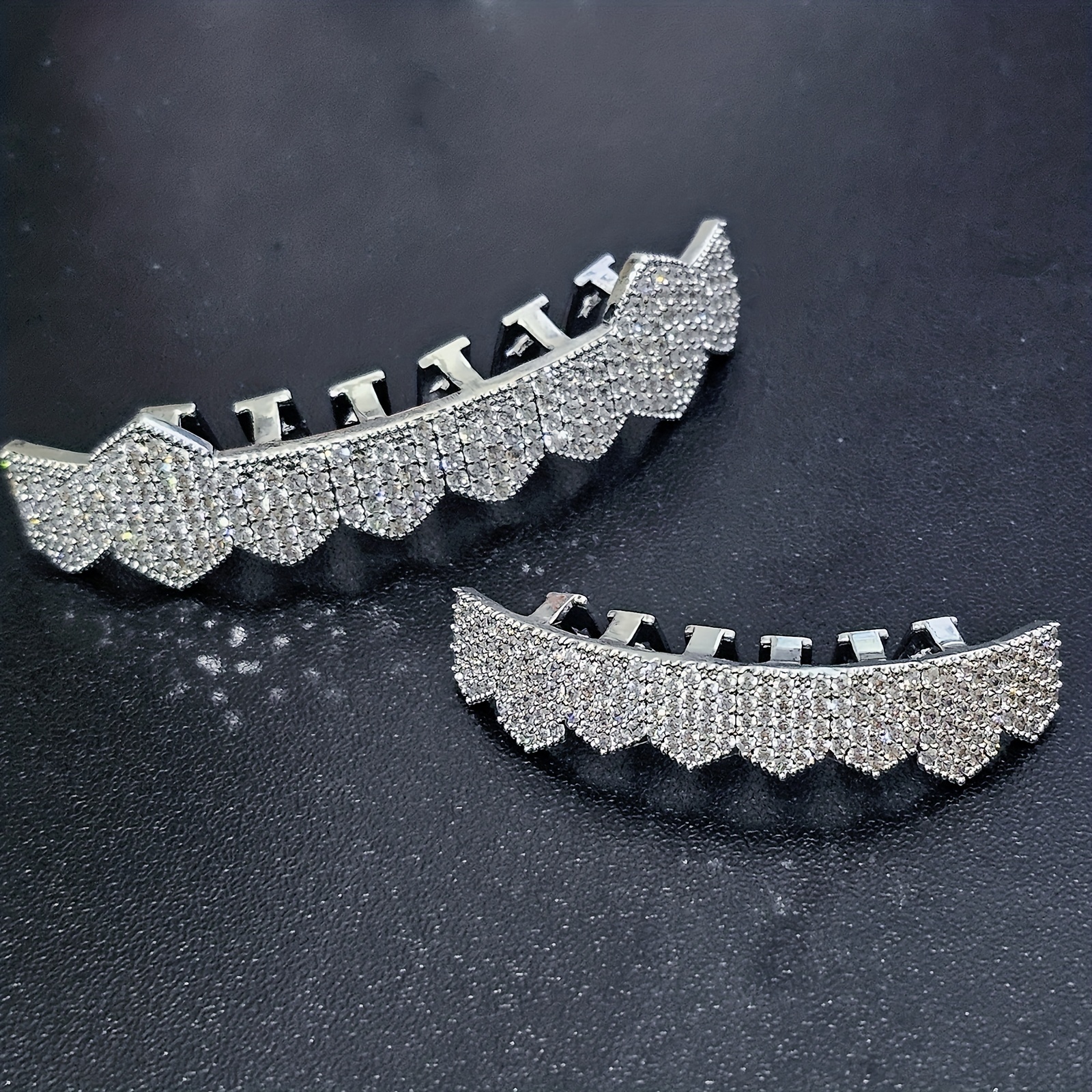 1pc hip hop cubic zirconia teeth grillz for men vampire teeth braces for decoration holiday party teeth jewelry