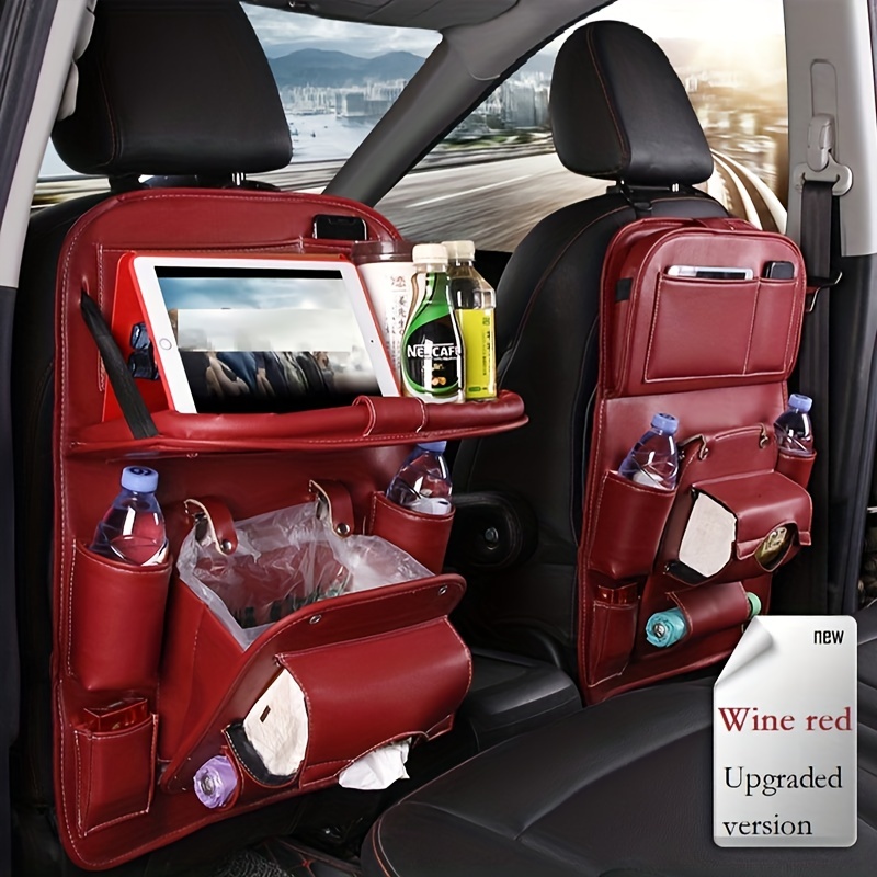 Universal Multifunctional PU Leather Car Seat Back Organizer Travel Storage  Holder Organizer Bag with USB Charging