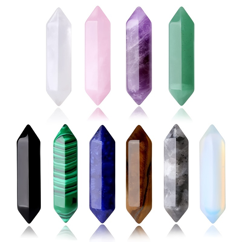 10 Pcs Healing Crystals Stones Sets Natural Amethyst Rose Quartz Clear Quartz Tiger Eye Gemstones