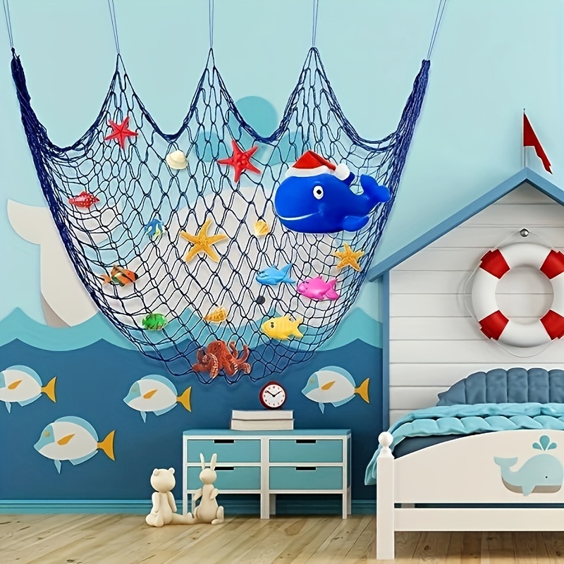 6 Pack Fish Net Decorative and Tablecloth Set, Cotton Fishnet and Plastic  Table Cover Decorations Set for Nautical Themed Party Baby Shower Pirate