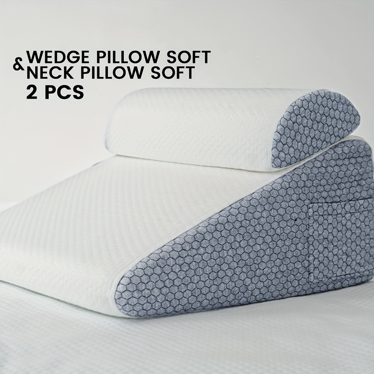 Memory Foam Bed Wedge Pillow Set For Back, Leg, And Knee