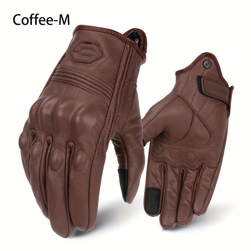 Knuckle Protection PU Leather Motorcycle Gloves