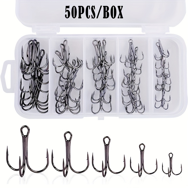 

Proberos 50pcs High Carbon Steel Treble Hooks, Fishing Tackle Accessories For Saltwater Freshwater