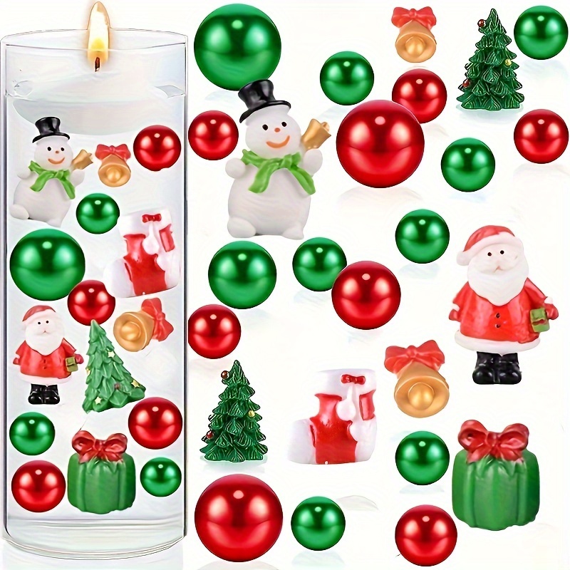 TECHEEL Perle de Noël pour remplissage de vase, bougies flottantes Sucre  d'orge de Noël Bougies décoratives DIY Bougies flottantes Décoration de  Noël