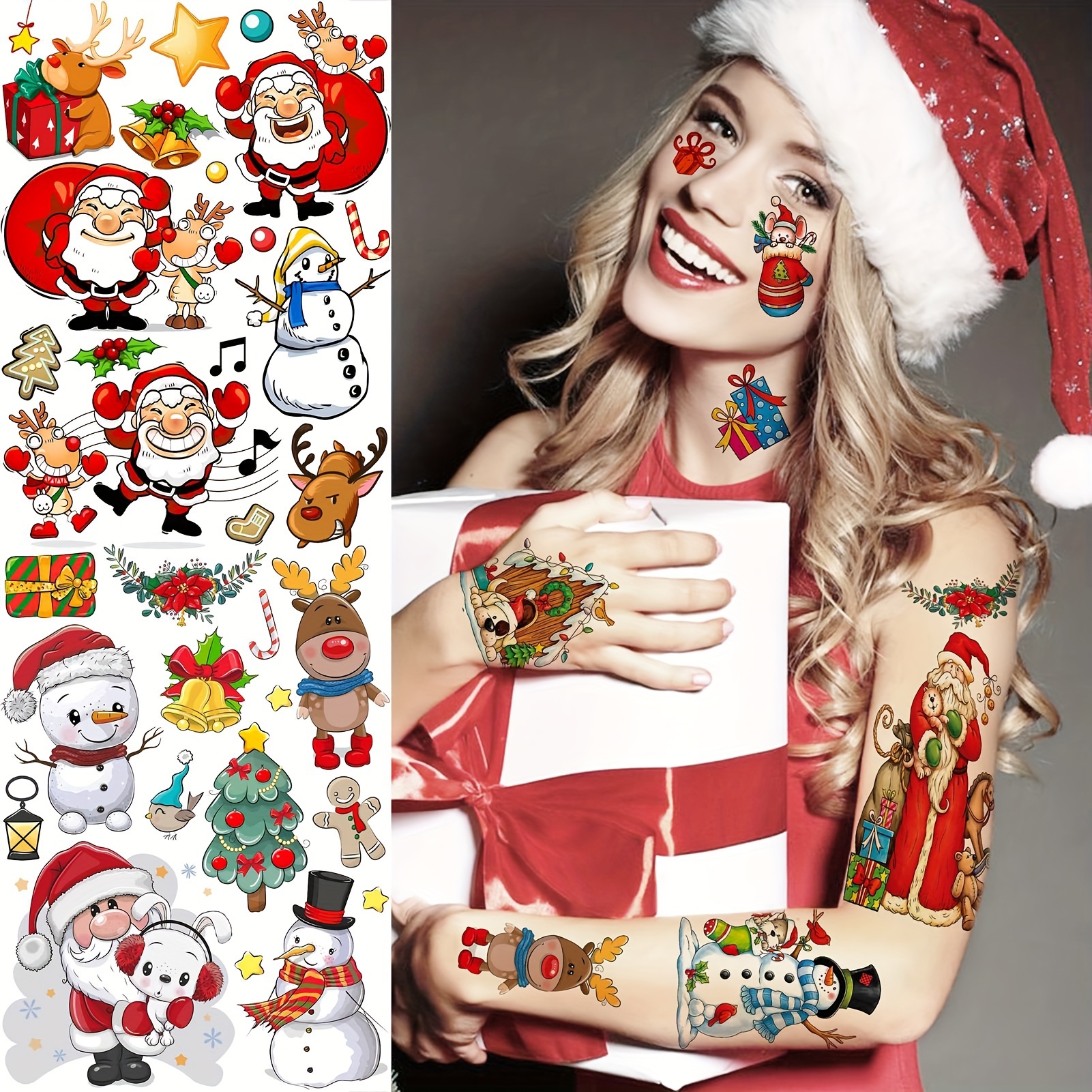 5 Fogli Tatuaggi Temporanei Natale Adesivi Natale Feste - Temu Italy