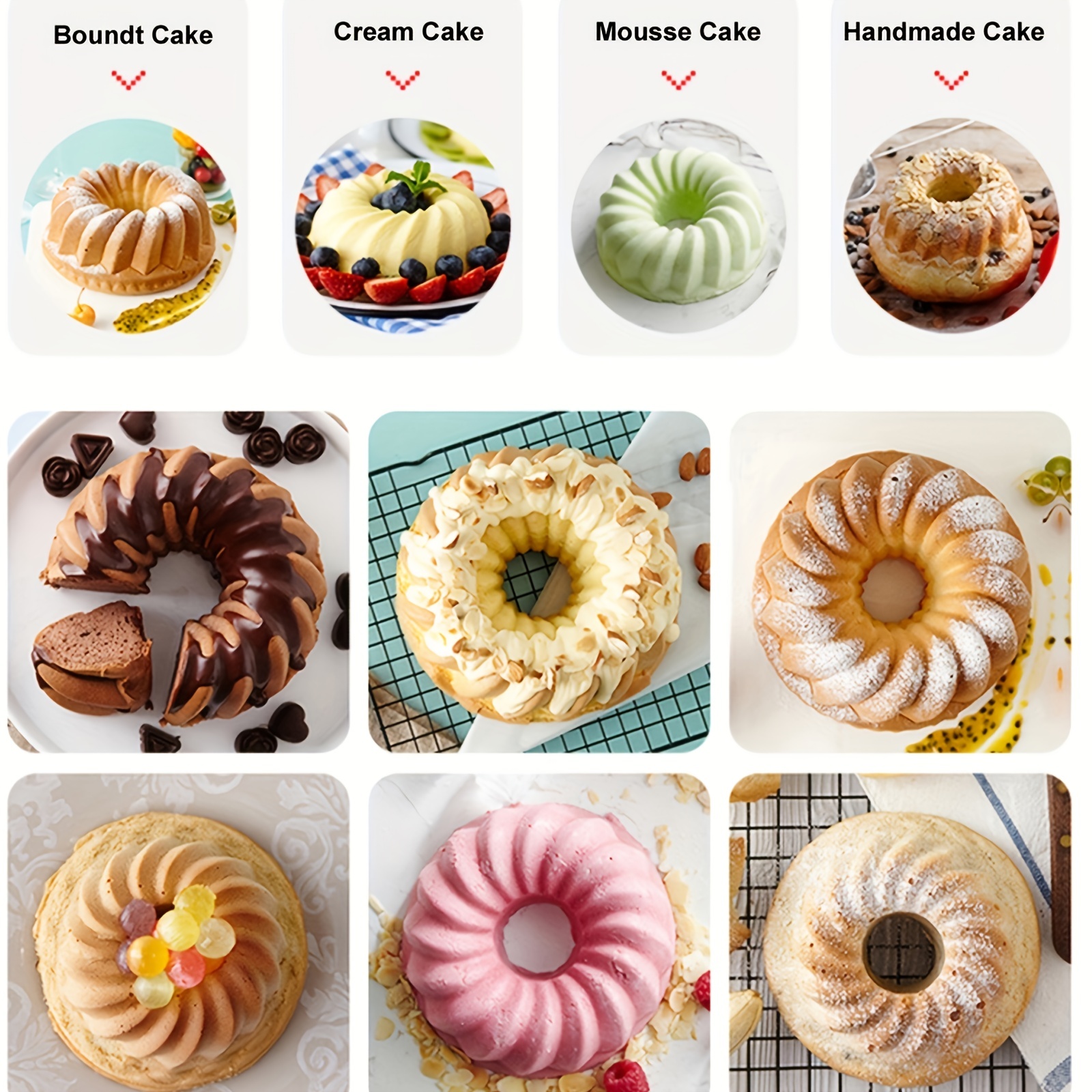 Silicone Bundt Cake Pan Fluted Tube Cake Mold For Perfectly - Temu