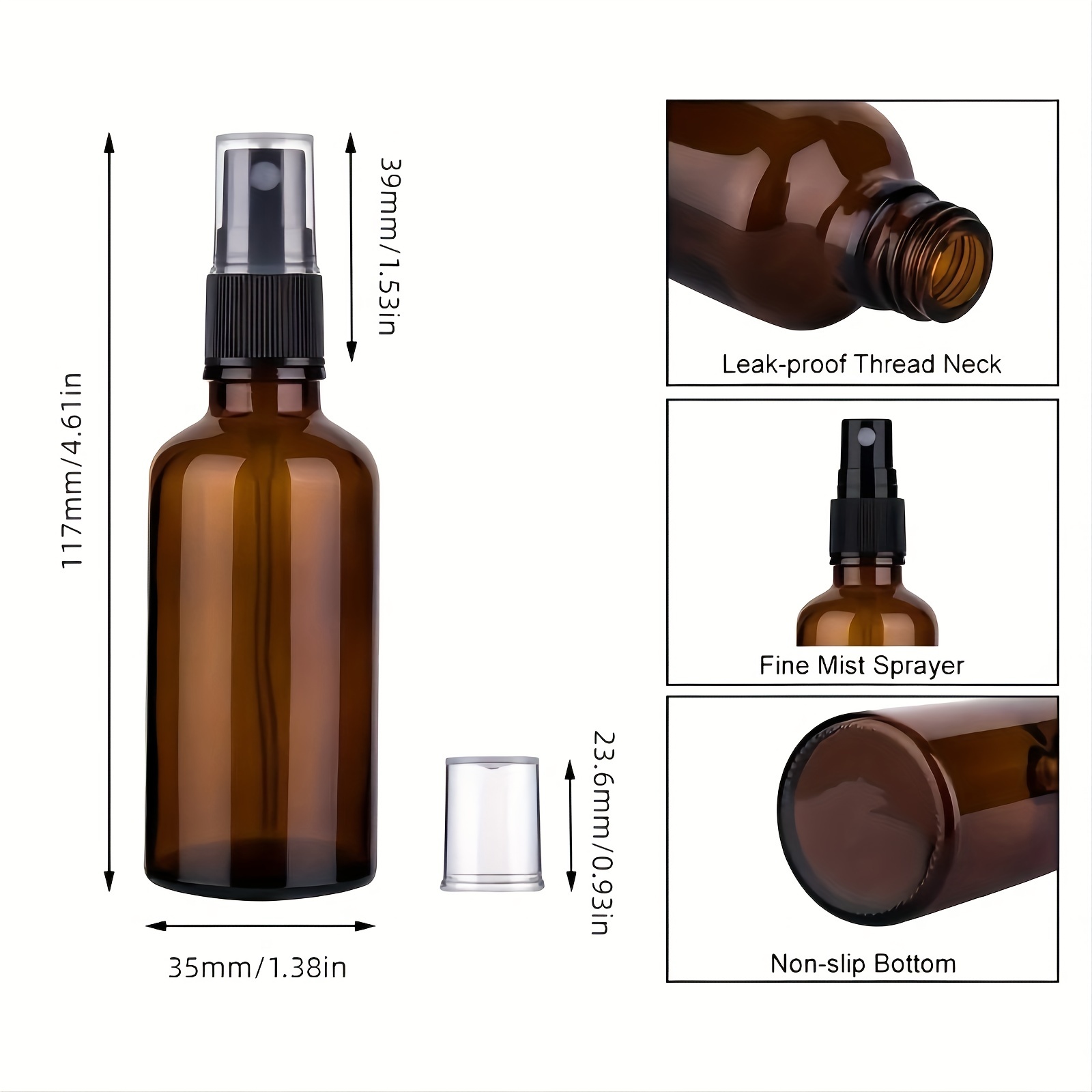 Botella de Vidrio Ámbar con Spray para Limpieza