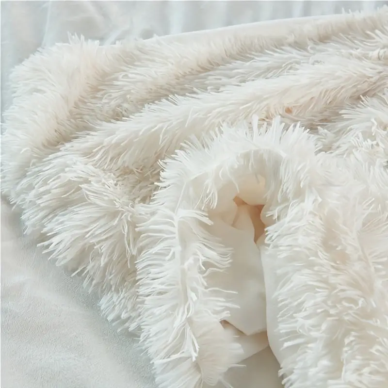 White Plush Shaggy Throw Blanket Couch Faux Fur Fuzzy Fluffy - Temu