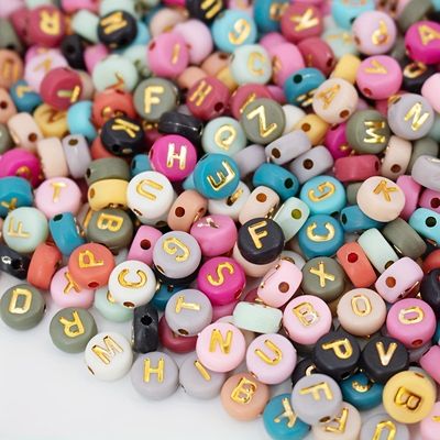 100 pièces perles alphabet colorées pour fabrication de bijoux, bracelets, colliers, porte-clés