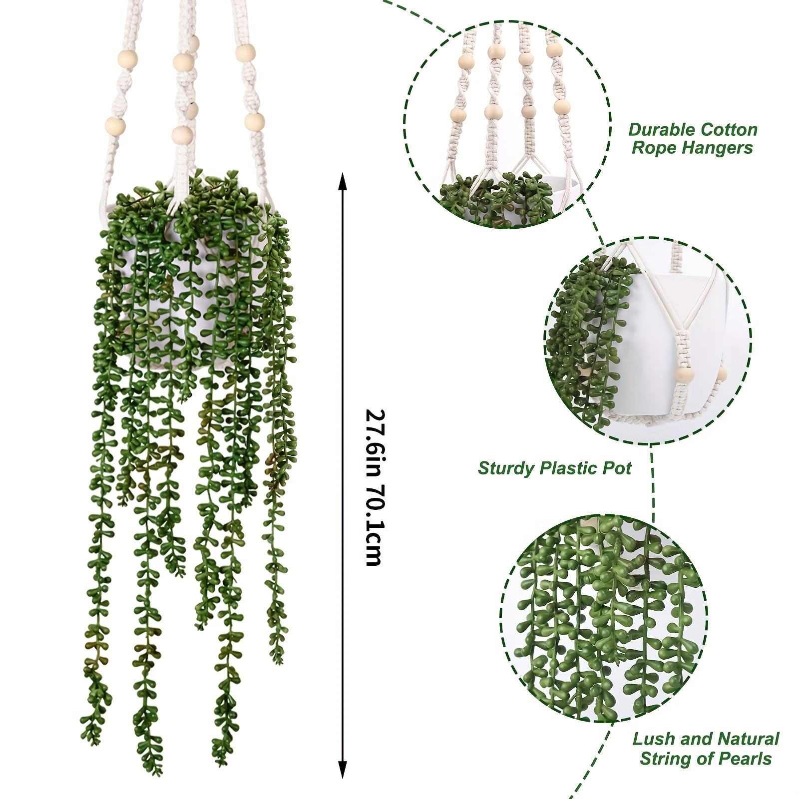 Artificial Succulents Hanging Plants Fake String Of Pearls - Temu