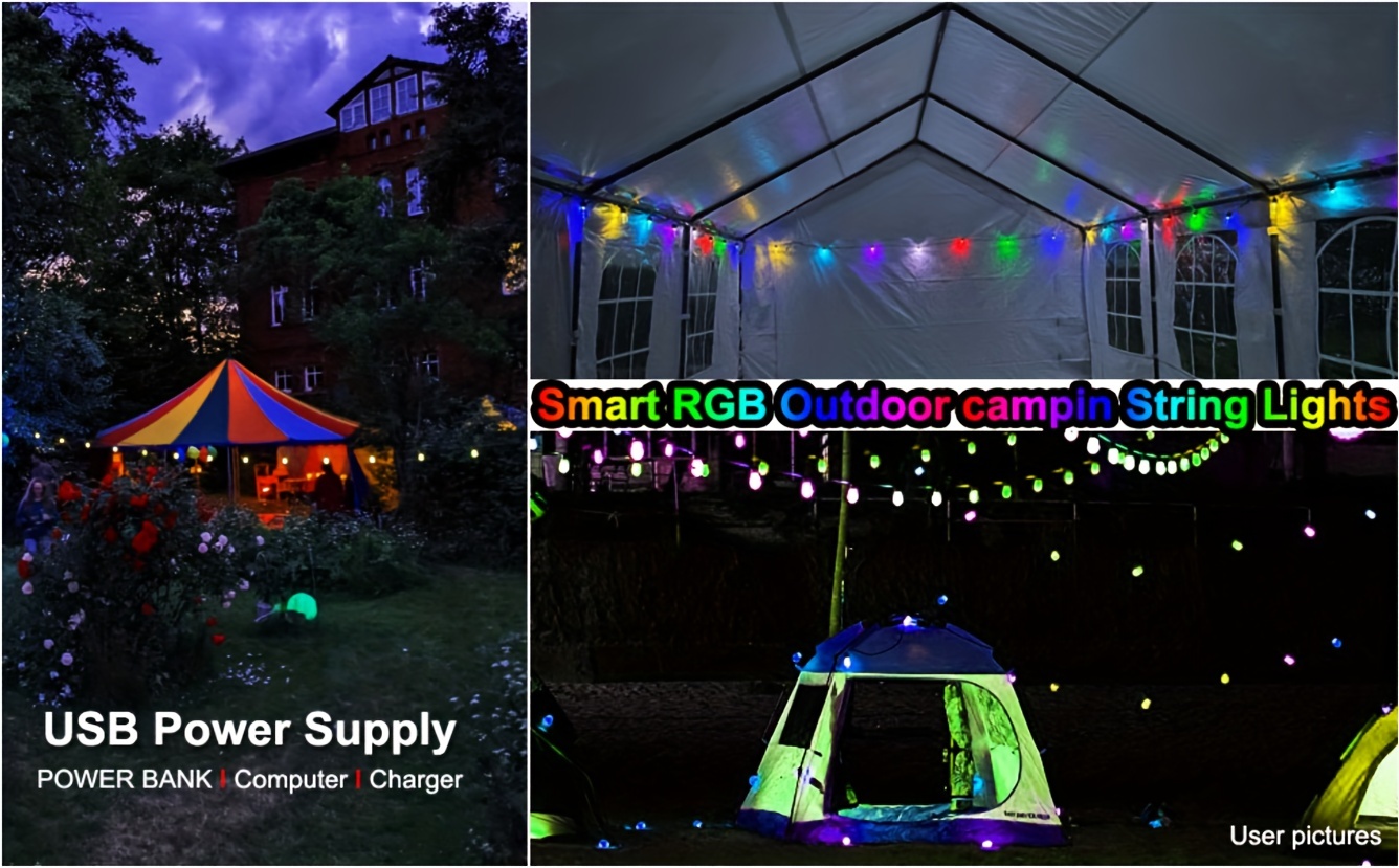 Smart Led Bulbs Outdoor String Lights Rgb Color Changing - Temu