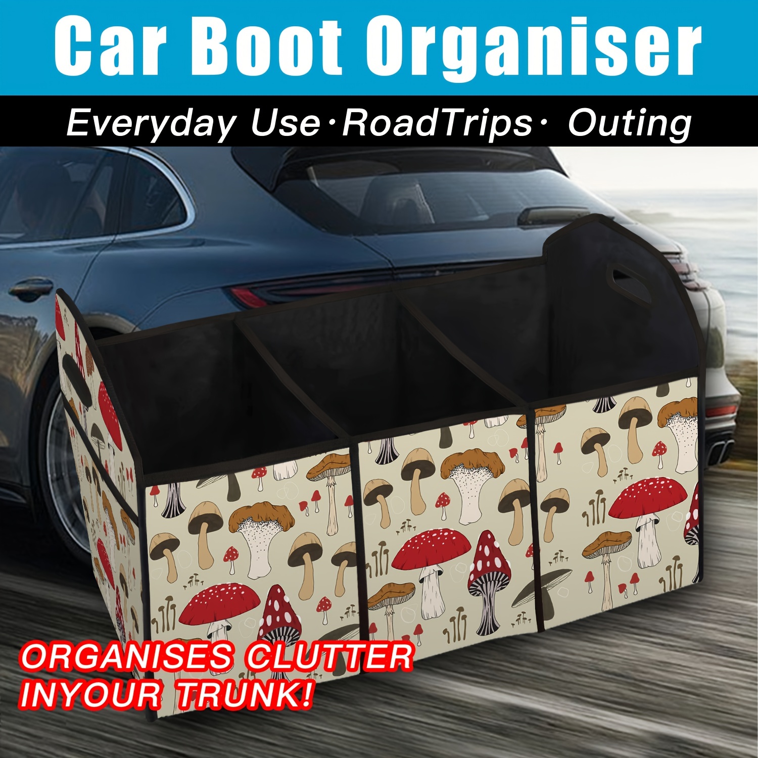 Mushroom Printed Car Trunk Storage Box Folding Durable Car - Temu