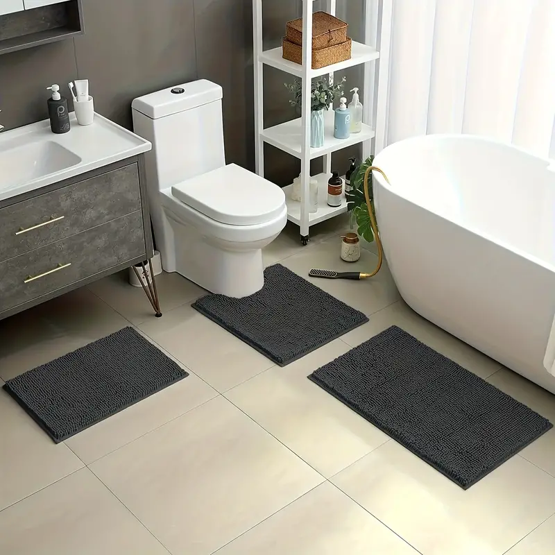 Bathroom Carpet, Anti-slip Bathroom Mat Soft Cozy Durable Thick Chenille  Bath Rug