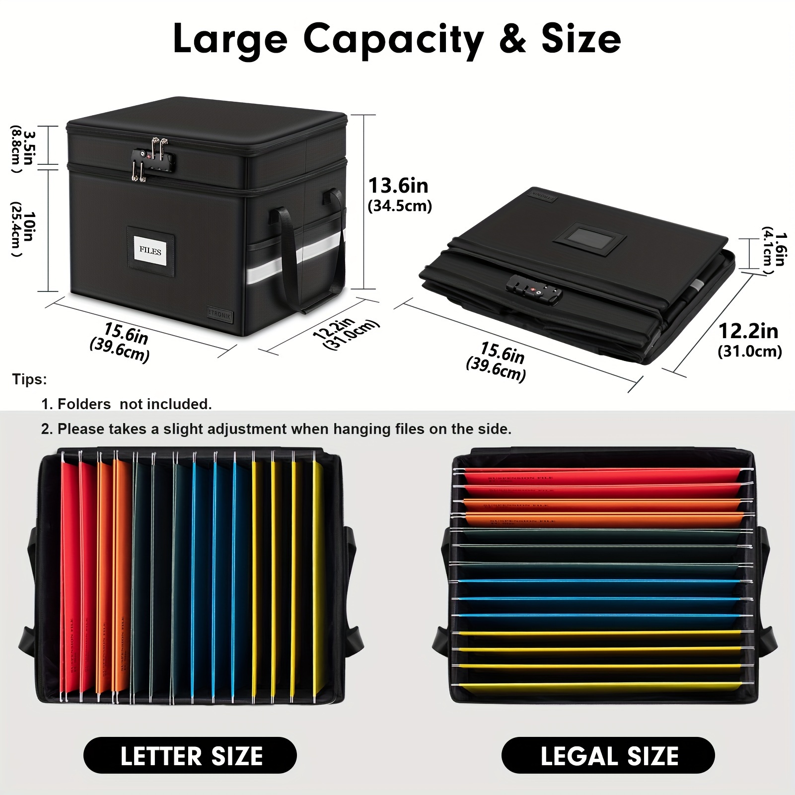 2-layer File Box Bag, Large Capacity Organizer With 5 Tab Inserts