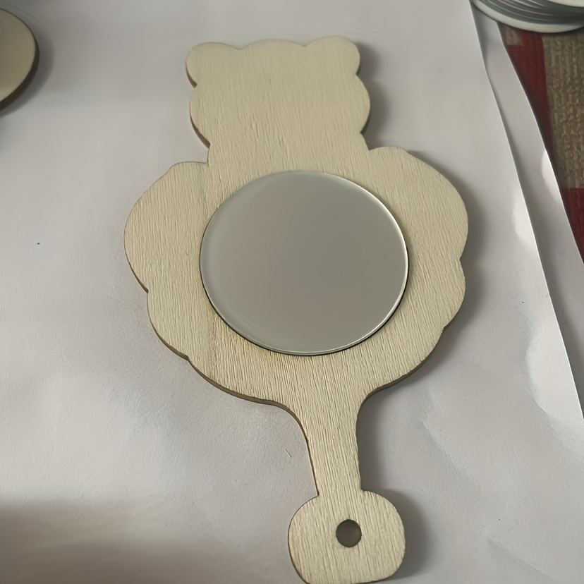18 Pcs Small Mirror Unfinished Wooden Mirrors Painting Toy Hand