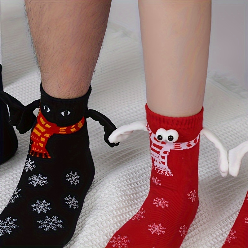 Hand In Hand Socks Cute Funny Christmas Mid Tube - Temu