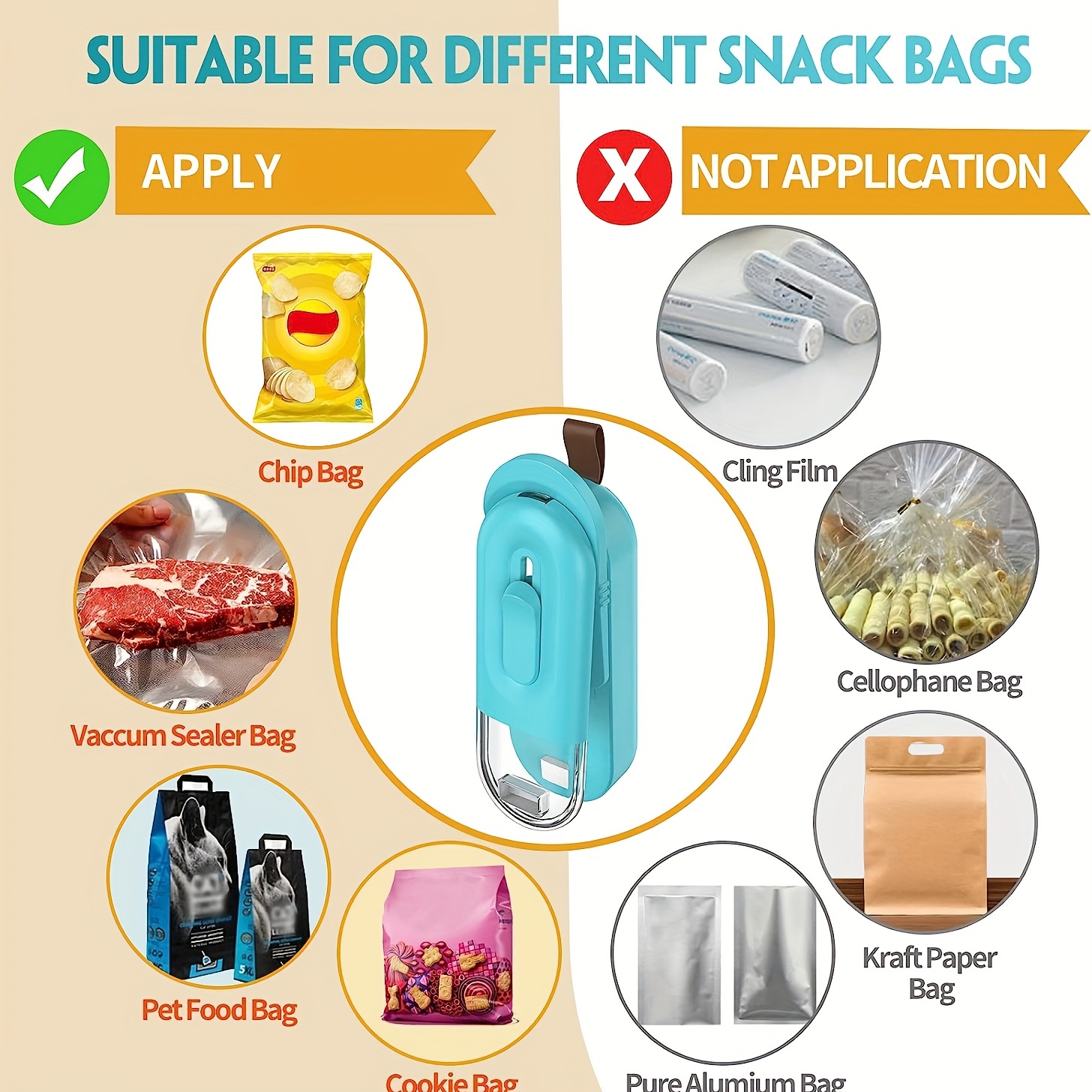 Chip Bag Resealer Portable Mini Package Air Tight Re Sealer Snack Seal Heat  LN