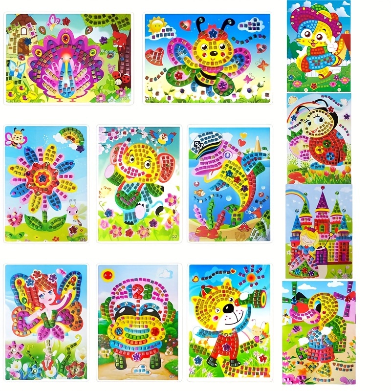 DIY Diamond Crystal Painting Stickers: Mosaic Art Kit for Kids -  Educational Cartoon Puzzle Art