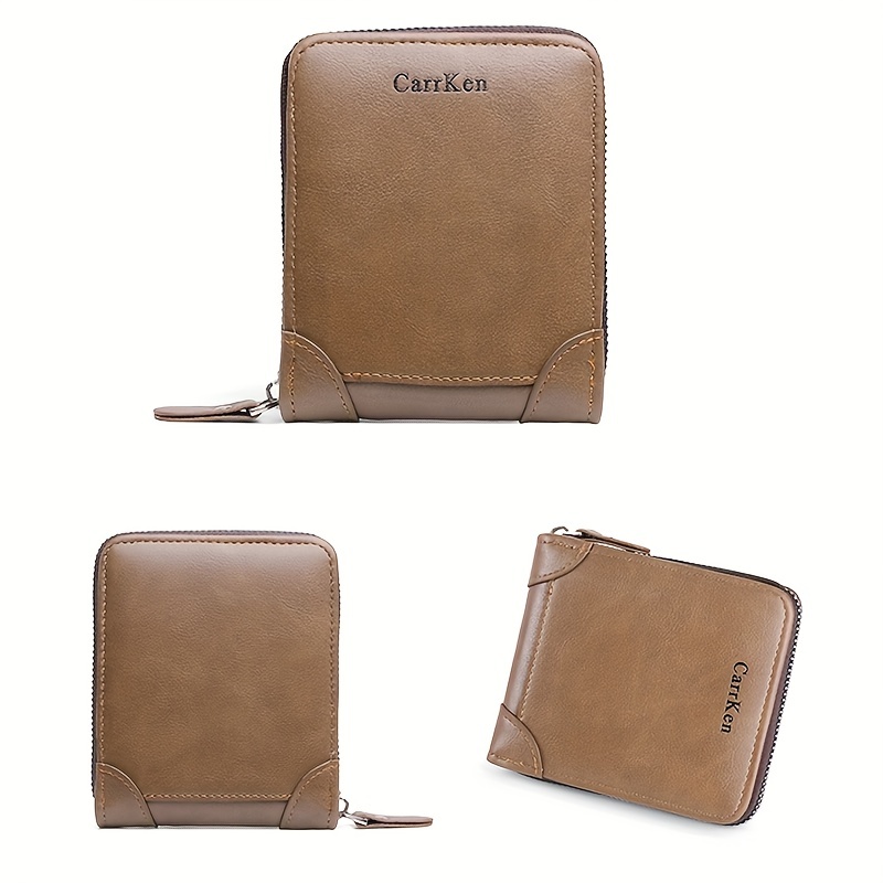 Men's Leather Wallet Zipper Small card Zipper Bag