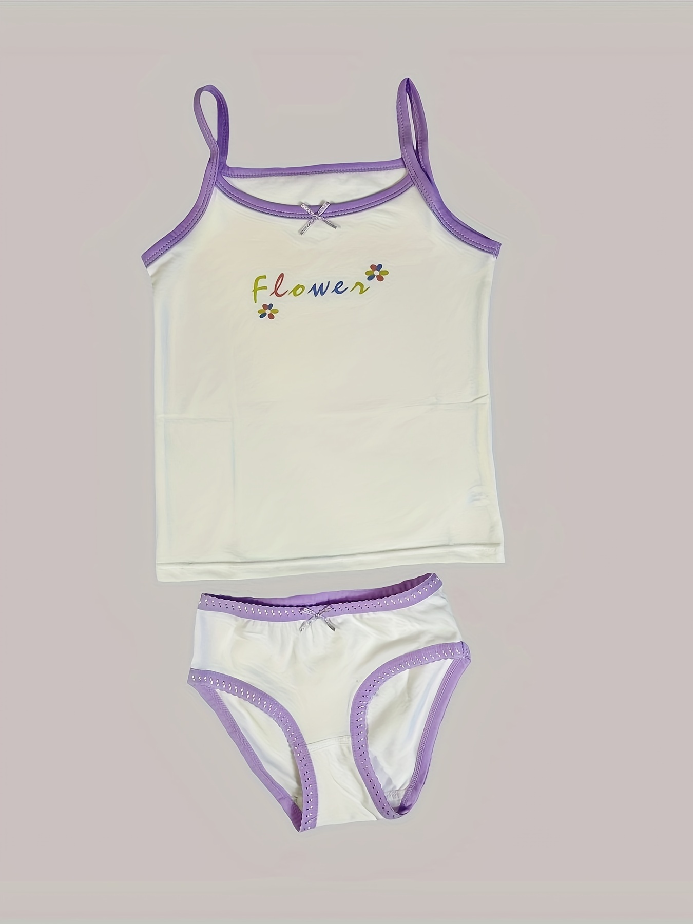 Children girl underwear camisole, print vintage, cotton Color White Size  10yrs old