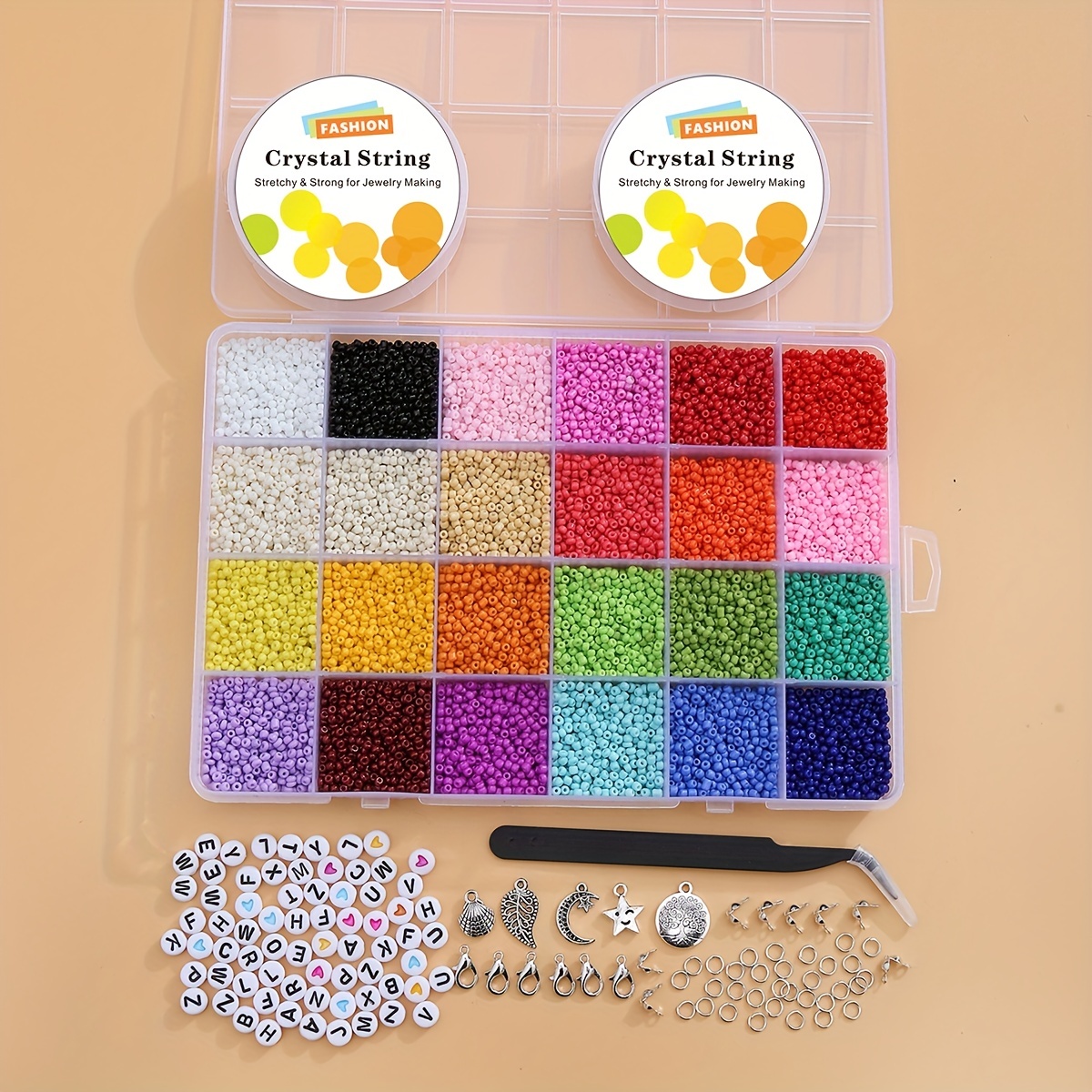 Glass Seed Beads 24 Colors Small Beads Kit Bracelet Beads For