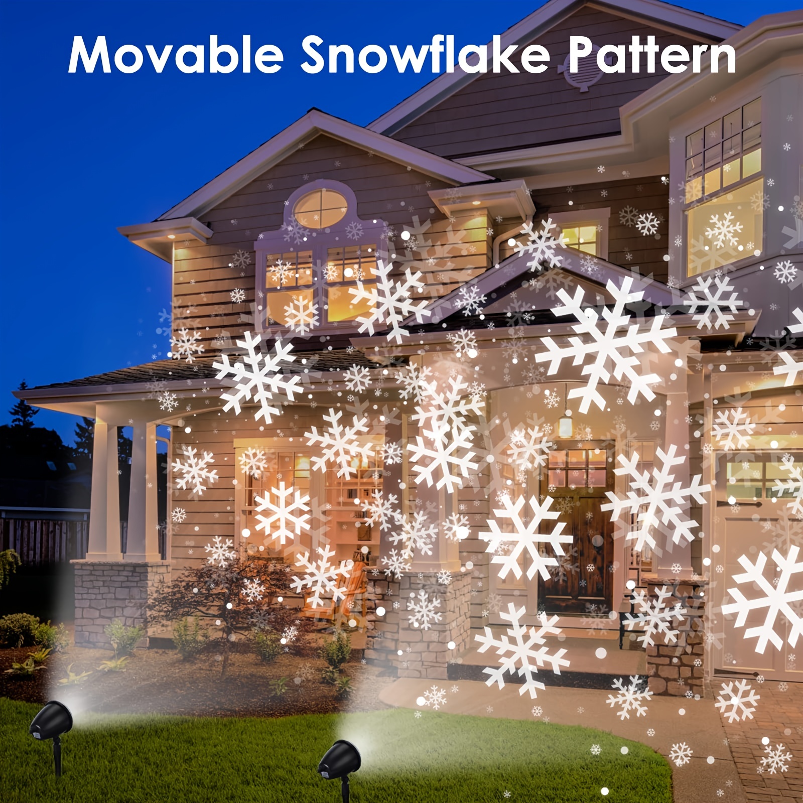 white snowflake led landscape christmas laser projector lights