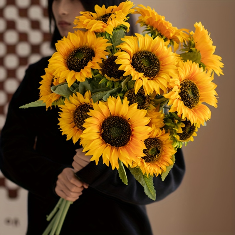 Ageomet, 32 girasoli finti da 8,9 cm, testa di girasoli artificiali,  decorazioni a forma di girasole in seta sintetica, per decorazioni per la  casa