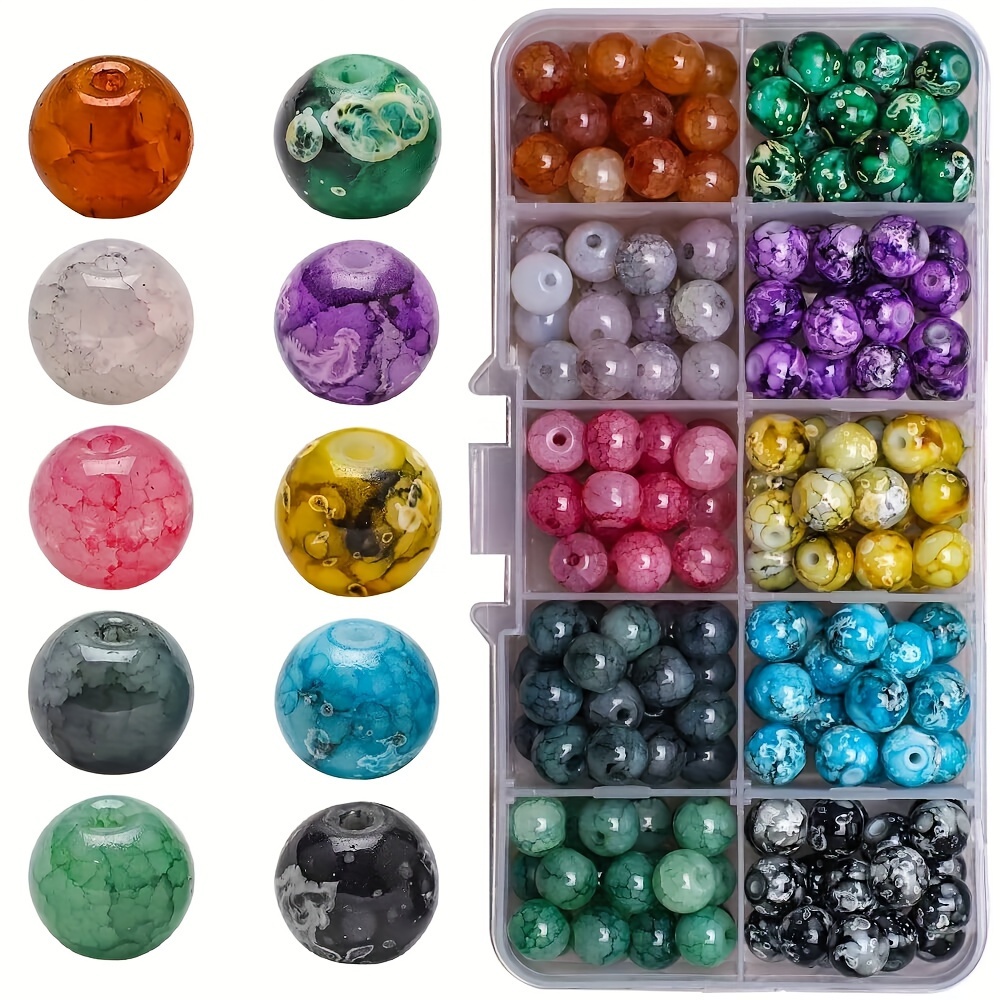 

200pcs 8mm 10 Different Colors Broken Alabaster Boxed Handmade Spacer Beads Set For Jewelry Making Diy Unique Bracelet Necklace Phone Chain Craft Supplies