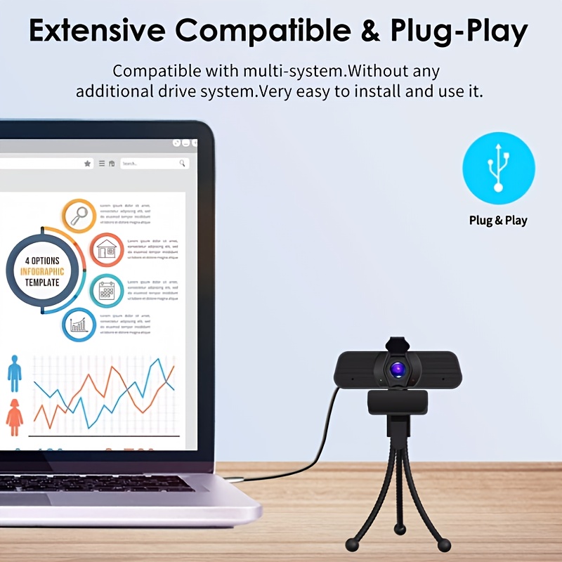 Webcam Micrófono Enfoque Manual Alta Definición 4k Trípode - Temu