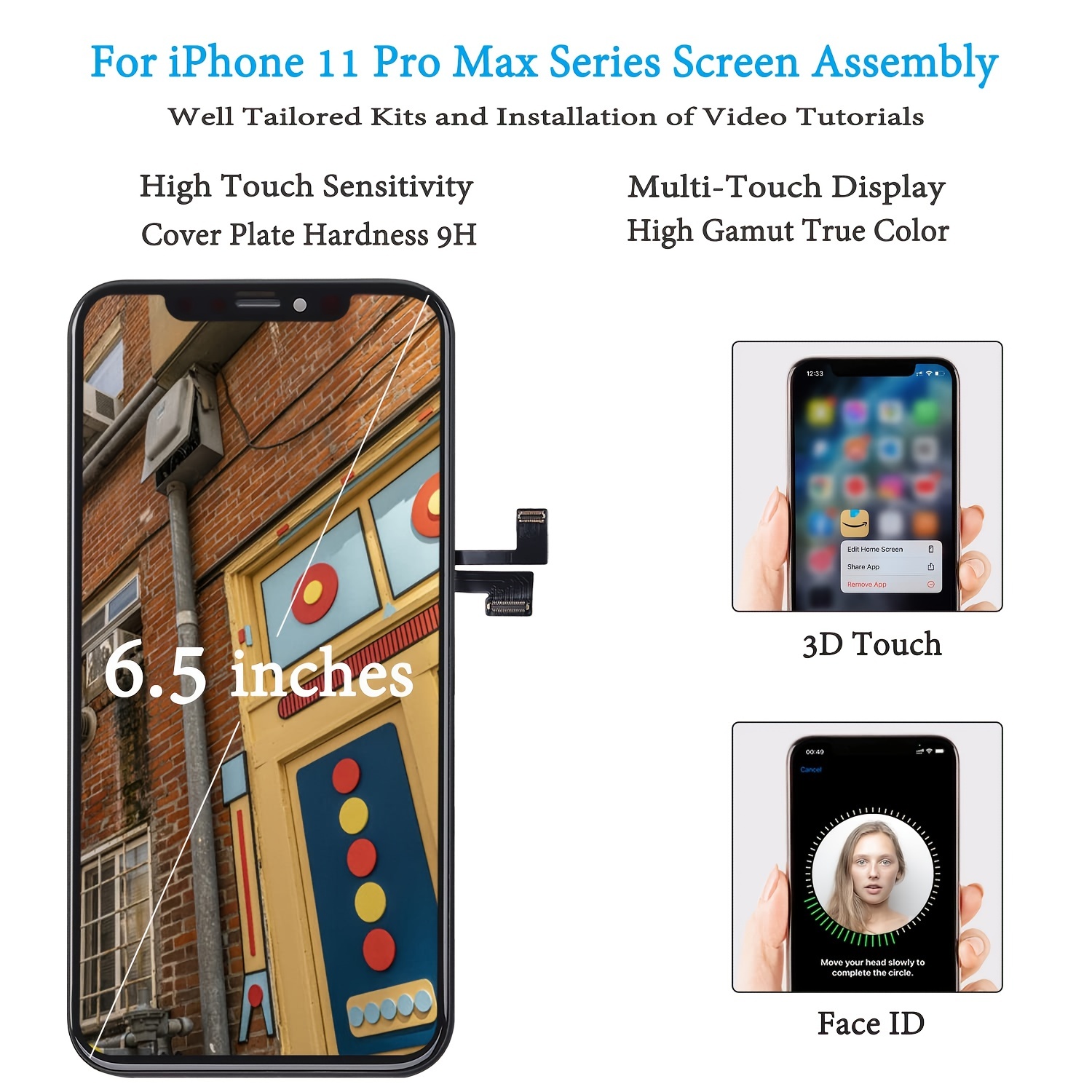 Para iPhone Xs Max Reemplazo de pantalla LCD de 6.5 pulgadas Pantalla  táctil Digitalizador Kit de reparación Asamblea con herramientas de  reparación