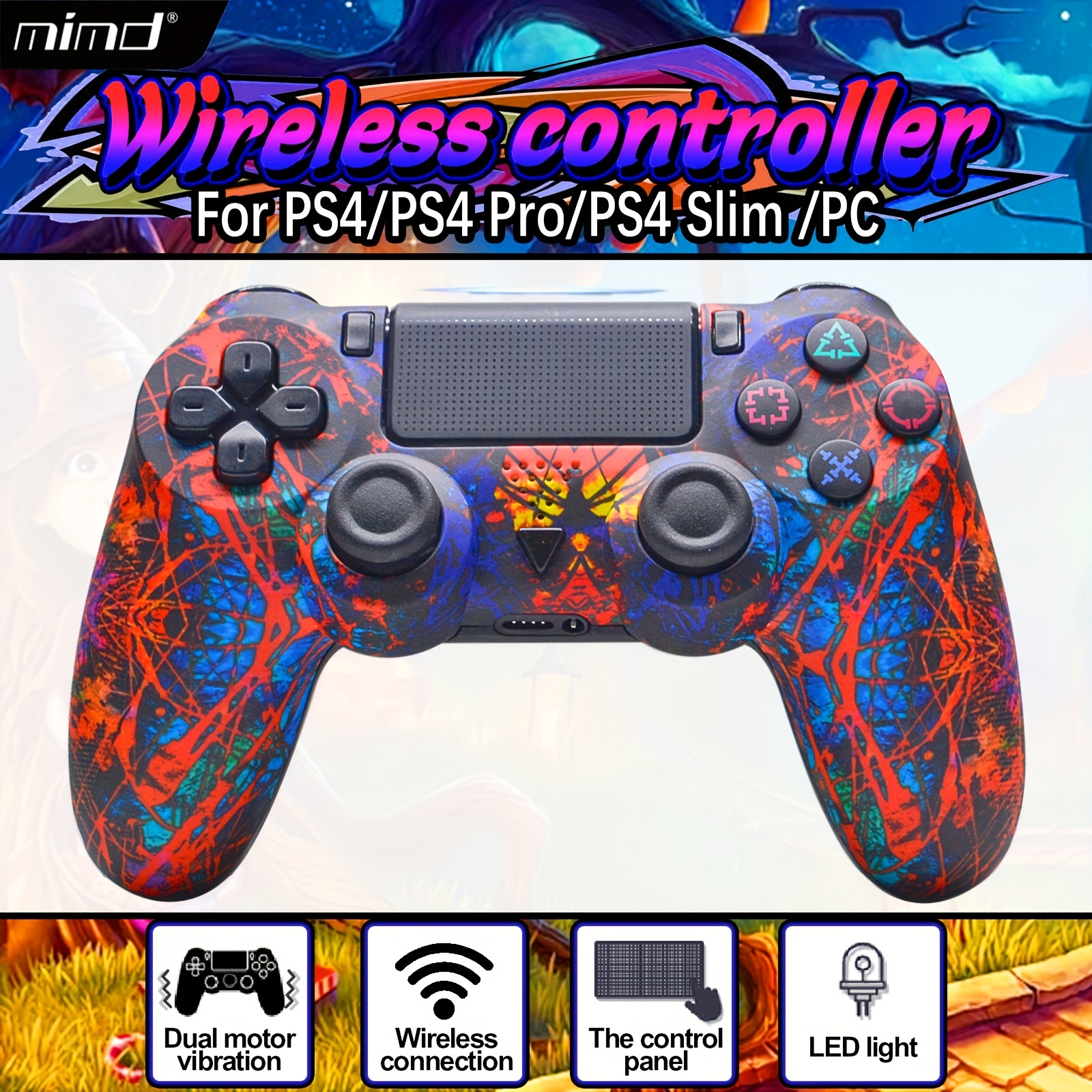 Artsic PS4 Controller, Wireless Pro Game Controller for PlayStation 4  Compatible with PS4/PS4 Slim, Enhanced Dual Vibration/Analog  Joystick/6-Axis