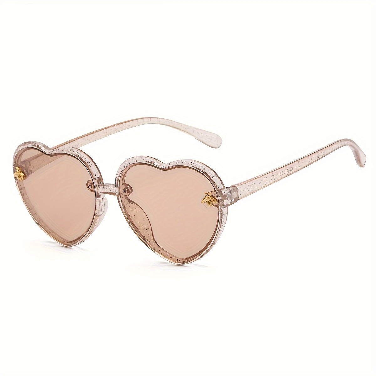 Adorable Trendy Cool Rimless Love Heart Shape Frame Sunglasses, for Teens Boys Girls Outdoor Party Vacation Travel Decors Photo Props, 4 Colors