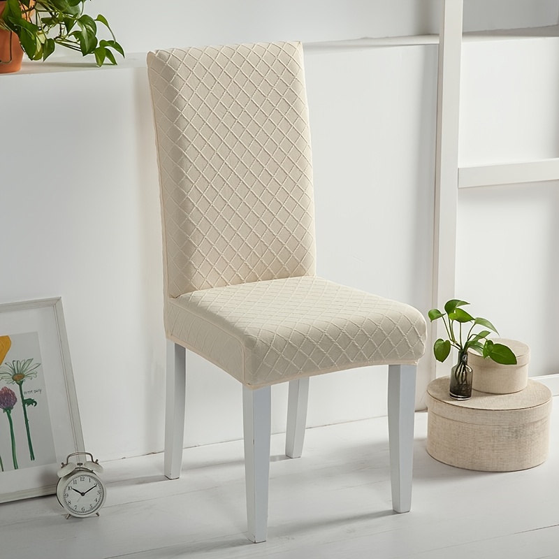 Funda elástica de Color liso para silla de comedor, cubierta de asiento  Jacquard para sillas de