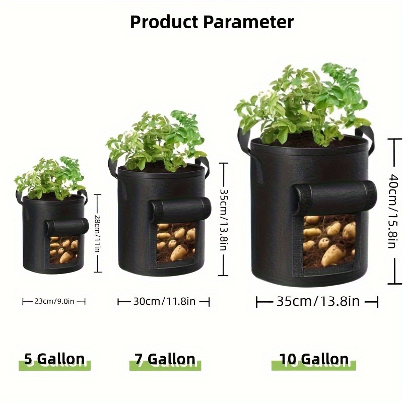 Potato Grow Bags 10 Gallon Thick Pe Fabric Pots For - Temu