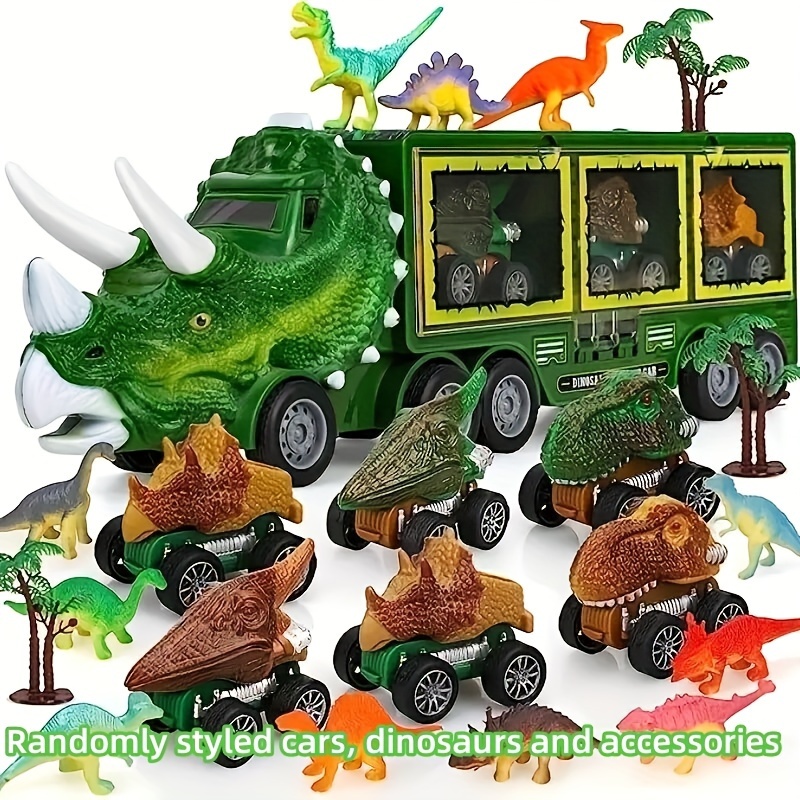 Aoskie Dinosaurier Spielzeug Transport Truck für Kinder ab 3-5 Jahre, LKW  Spielzeug mit Lichtern und Tönen, 4 Dino Auto, 12 Dinosaurier Figuren,  Geschenk für Jungen Mädchen ab 3 4 5 Jahre: : Spielzeug