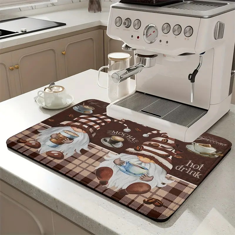 Coffee Dish Drying Mat, Coffee Maker Mats, For Tabletop Table Drain Pad,  Buffalo Plaid Brown Mocha Absorbent Pad, Washable Spillproof Espresso  Machine Pad, Cafe Bar Kitchen Counter Protector, Bar Decor, Room Decor