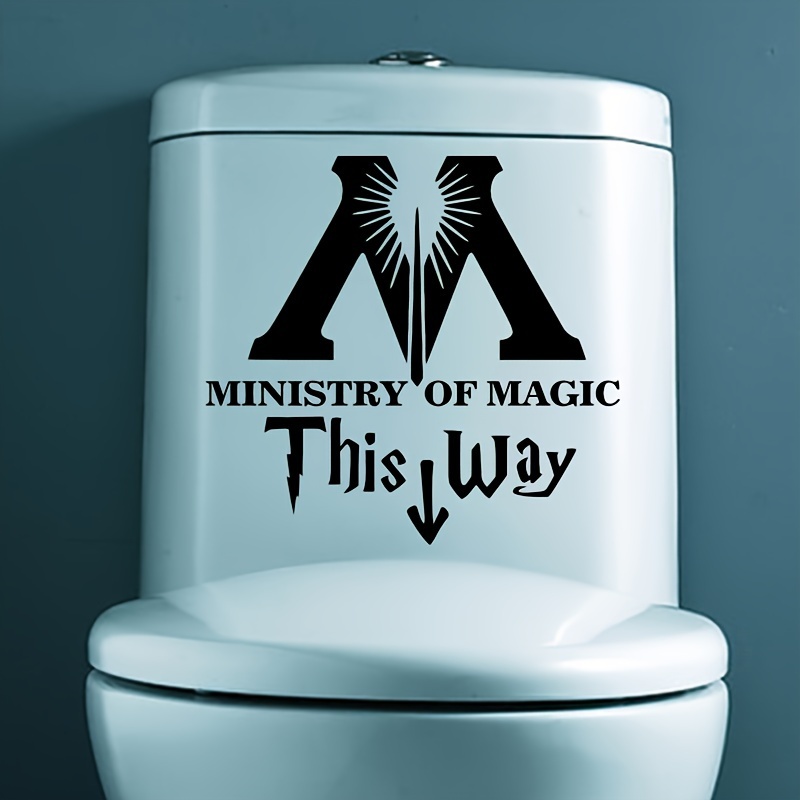 

Ministry Of Magic Humor: 1pc Vinyl Toilet Seat Decal With Fun Quotes - Matte Black, Self-adhesive Bathroom Sticker