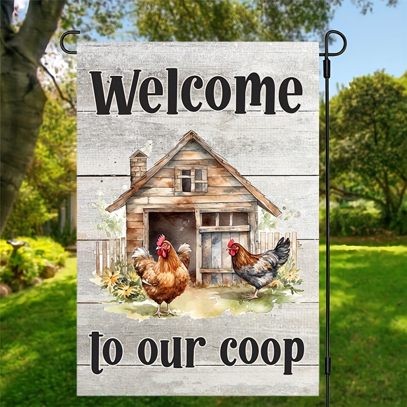 

1pc, Welcome To Out Coop Flag, Farm Outdoor Decorations, Spring Farm Vertical Flag, Waterproof Double Sided Flag, Home Decor, Outdoor Decor, Yard Decor, Garden Decorations